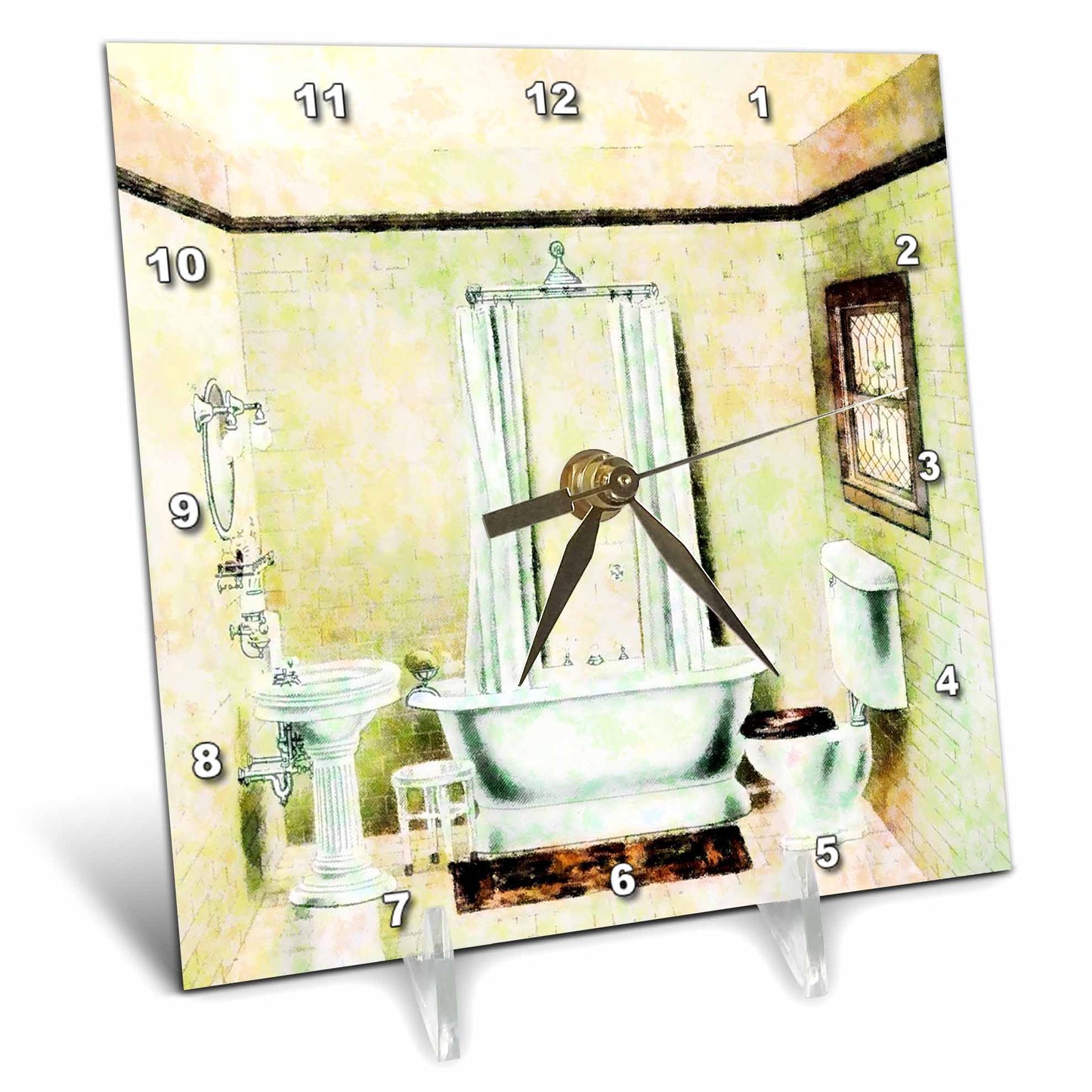 Desk Clock - Vintage Bathroom Vintage