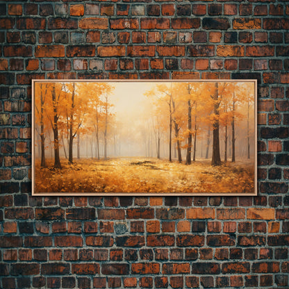 Fall Decor Framed Canvas Print | Trees With Falling Leaves | Fall Wedding Decor | Fall Home Decor | Fall Wall Decor | Rustic Fall Decor