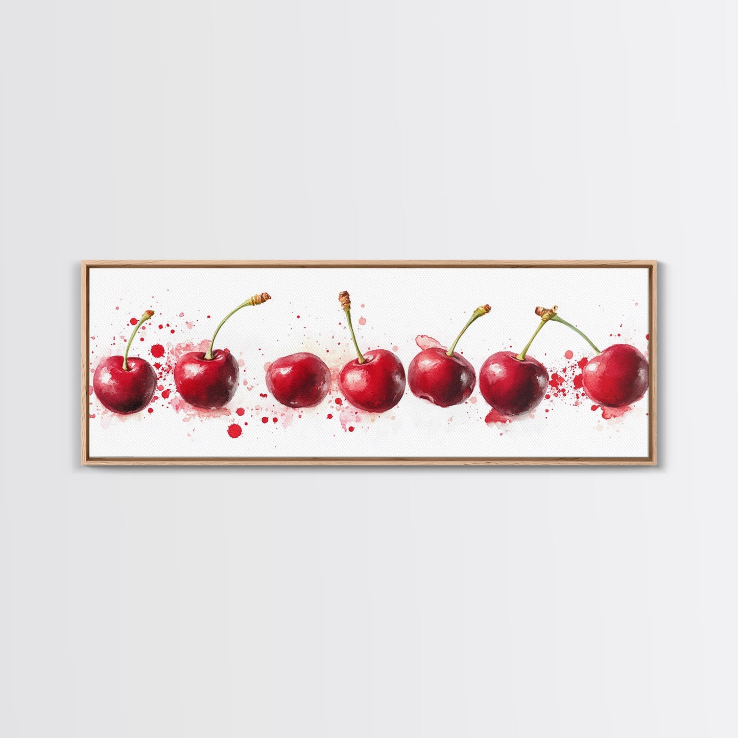 Original Cherry Painting Print - Panoramic Canvas Fruit Illustration - Home Decor For Kitchen - Framed Wall Art - Dining Room Decor