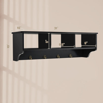 Wall Mount Cubby Organizer Hooks Entryway Storage Shelf