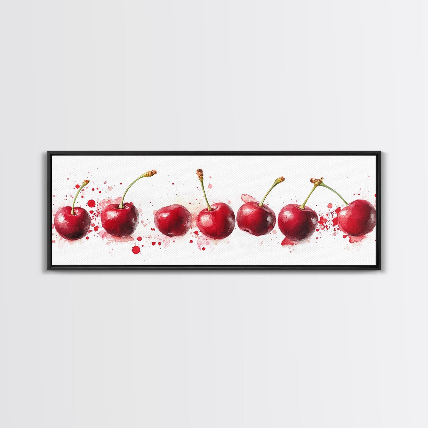 Original Cherry Painting Print - Panoramic Canvas Fruit Illustration - Home Decor For Kitchen - Framed Wall Art - Dining Room Decor