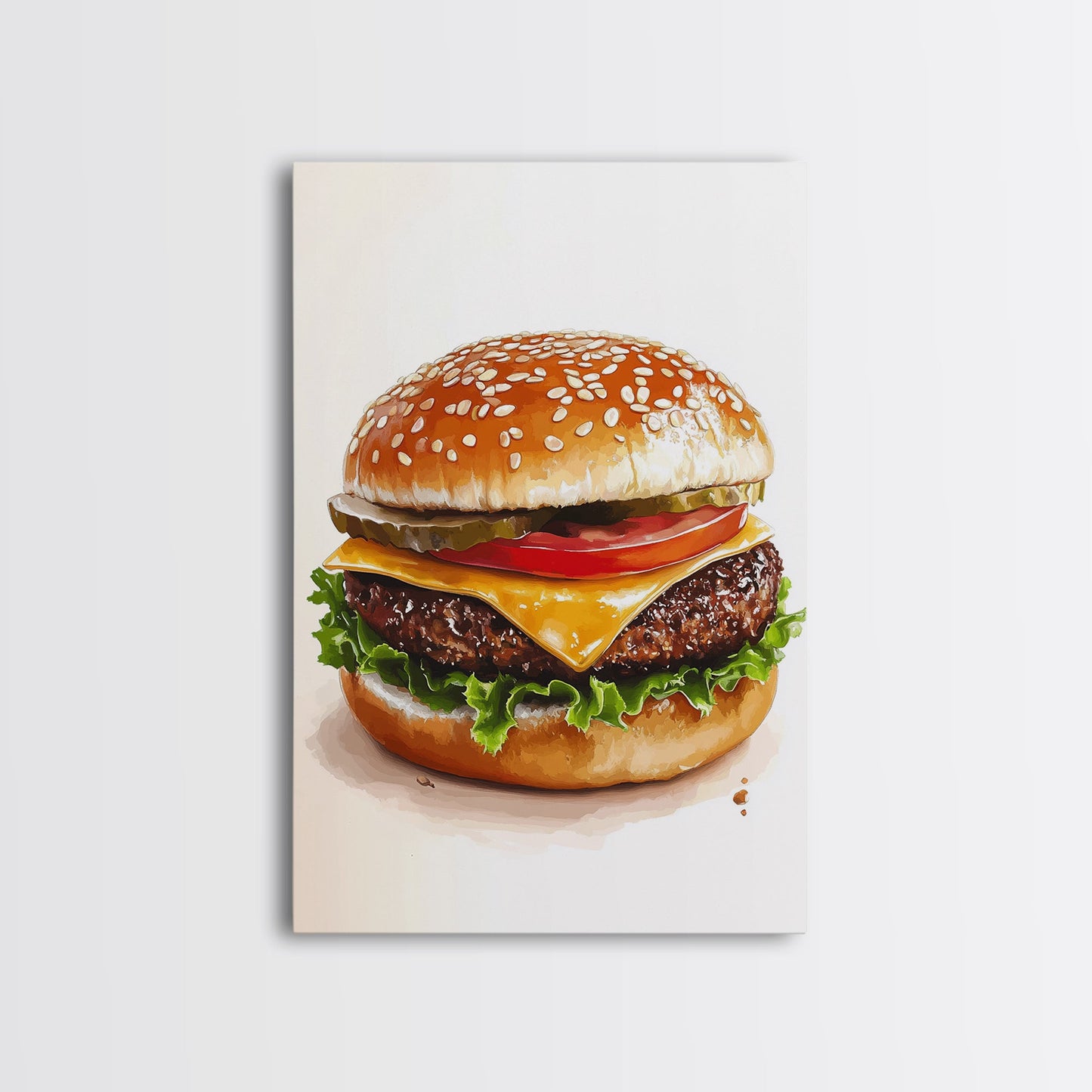 That's a Big Burger, Framed Canvas Print, Wall Art For Kitchen or Dining Room