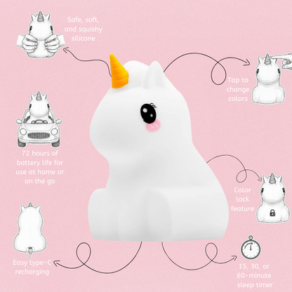 Unicorn Night Light - Soft Silicone Nursery Lamp | LumiPets®