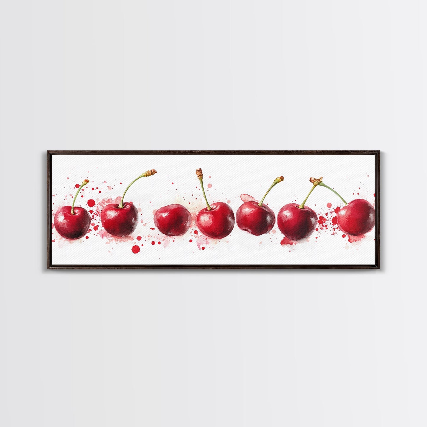 Original Cherry Painting Print - Panoramic Canvas Fruit Illustration - Home Decor For Kitchen - Framed Wall Art - Dining Room Decor
