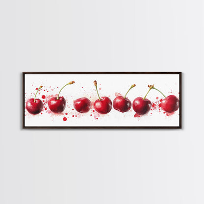 Original Cherry Painting Print - Panoramic Canvas Fruit Illustration - Home Decor For Kitchen - Framed Wall Art - Dining Room Decor