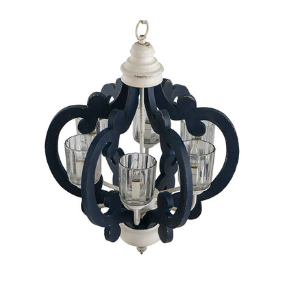 Wood Chandelier 6 Light Farmhouse Pendant Lighting Wood Hanging Light Fixture For Kitchen Living Dining Room, Bulb Not Included - Cream