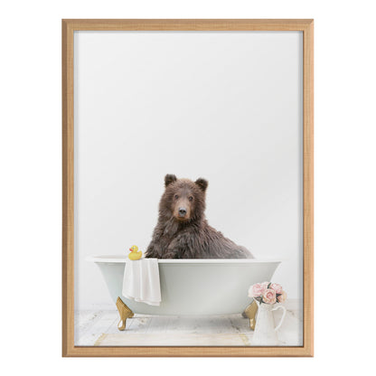 Blake Bear Cottage Bathroom Framed Printed Glass by Amy Peterson Art Studio