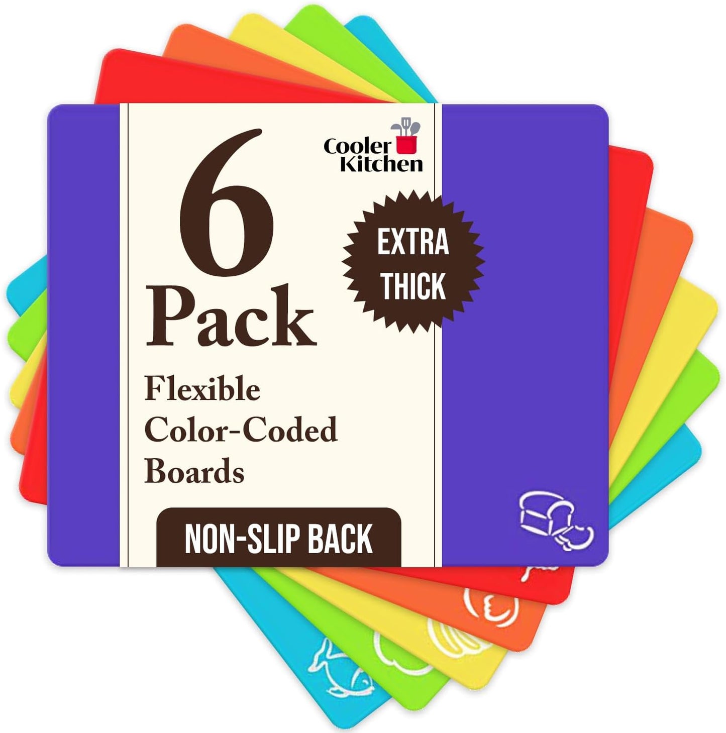 Flexible Cutting Board Mats with Food Icons