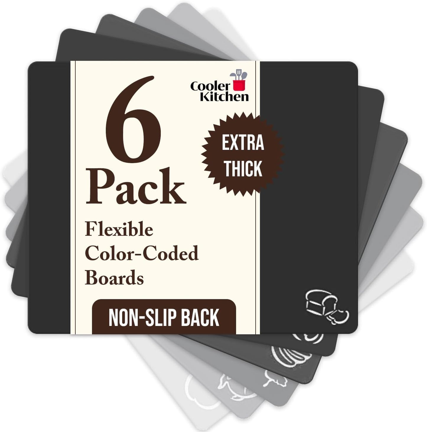 Flexible Cutting Board Mats with Food Icons