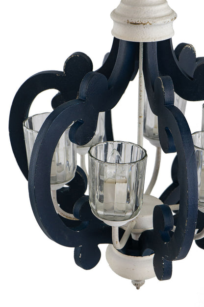 Wood Chandelier 6 Light Farmhouse Pendant Lighting Wood Hanging Light Fixture For Kitchen Living Dining Room, Bulb Not Included - Cream
