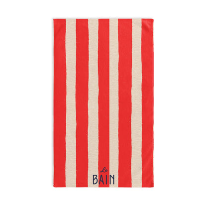 Le Bain Red Striped Hand Towel — French Red & Cream Bathroom Decor
