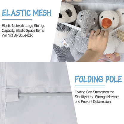 Stuffed Animal Storage, Plus Size Over The Door Organizer Storage Pocket (White)