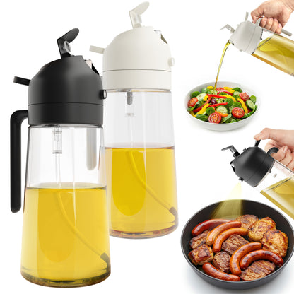 2-Pack 16oz 2-in-1 Glass Olive Oil Sprayer & Dispenser
