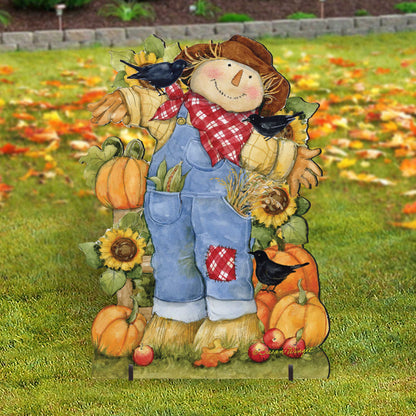 Front Yard Fall Decoration - Harvest Scarecrow - Freestanding - Handmade Gift - Garden Autumn Adornment by Susan Winget - 8471211F-SW