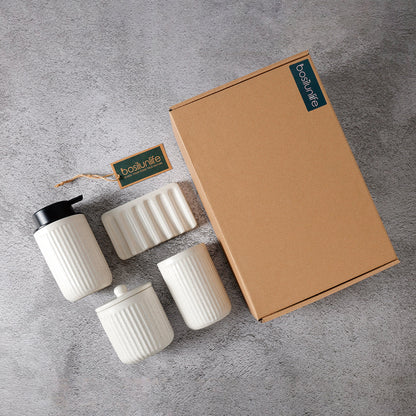 BosilunLife Pockmark Foaming Bathroom Set 4-Piece Recycled Eco-Clay