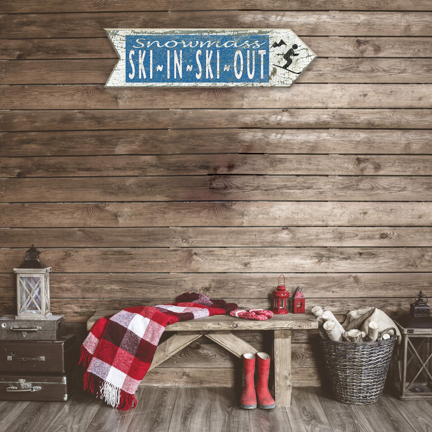 Ski In, Ski Out Arrow - Wood Wall Decor