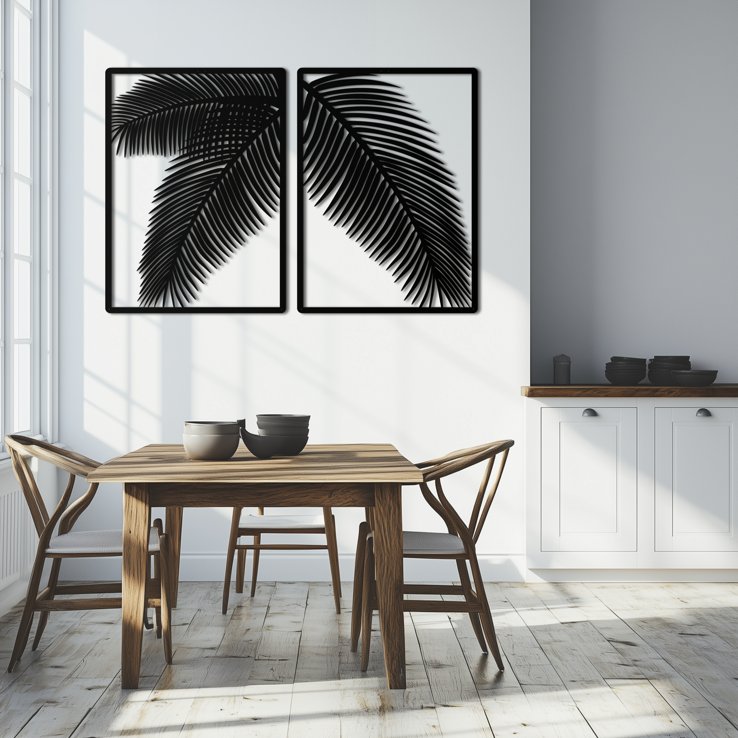 Palm Leaf Metal Wall Art – Tropical Minimalist Decor - KAF212