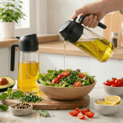 2-Pack 16oz 2-in-1 Glass Olive Oil Sprayer & Dispenser