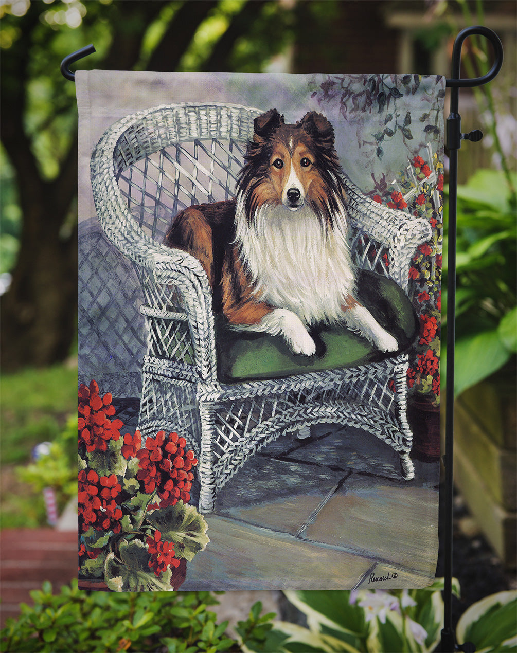 Sheltie Patio Jewel Garden Flag – Decorative Outdoor Yard Flag PPP3187GF