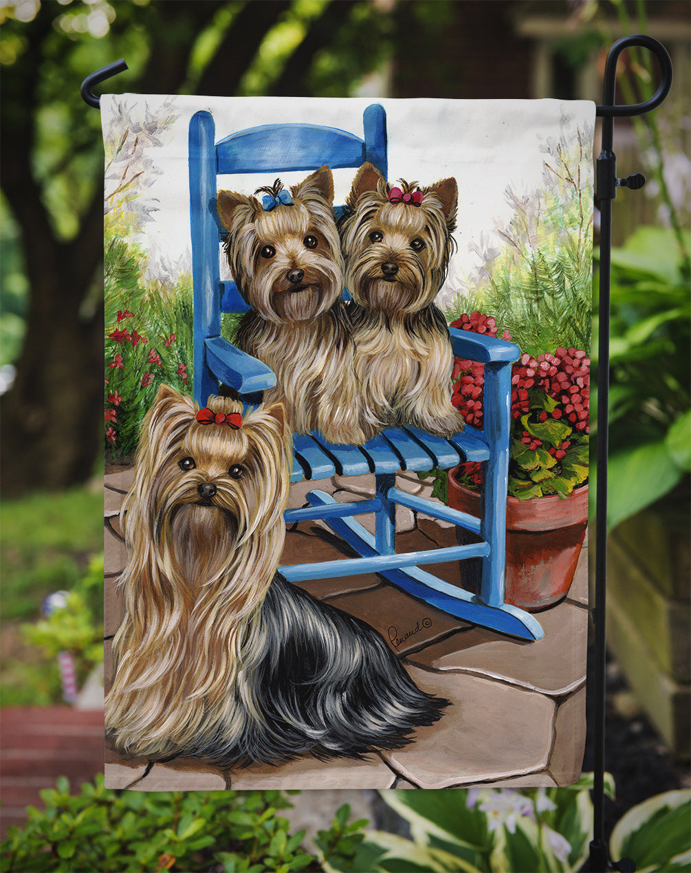 Yorkie Patio Sweethearts Garden Flag – Decorative Outdoor Yard Flag PPP3242GF