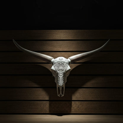 ADG42 Faux Steer Skull and Horns Western Wall Decor