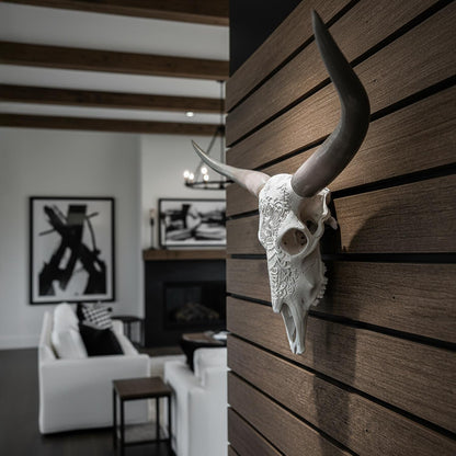 ADG42 Faux Steer Skull and Horns Western Wall Decor
