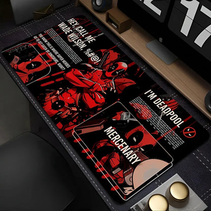Marvel Deadpool Anime Mouse Pad Office PC Gamer Cabinet Mouse Mat Laptop 900x400 Keyboard Mousepad Extended Desk Mat Cool Carpet