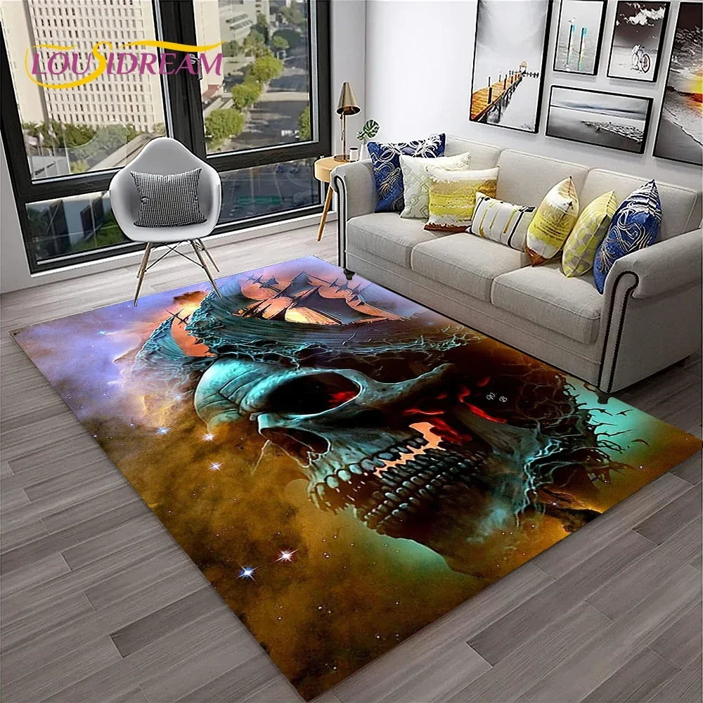 3D Pirate Ship Boat,Sailboat,Barque Carpet Rug for Home Living Room Bedroom Sofa Doormat Decor,kids Area Rug Non-slip Floor Mat