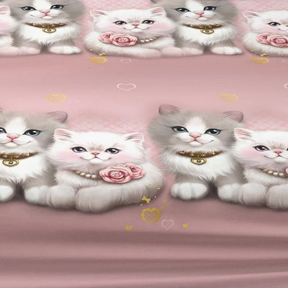 1 Cartoon Cute animal Cat printed matte Fitted Sheet, bedroom printed bed cover, bedding (excluding pillowcases)