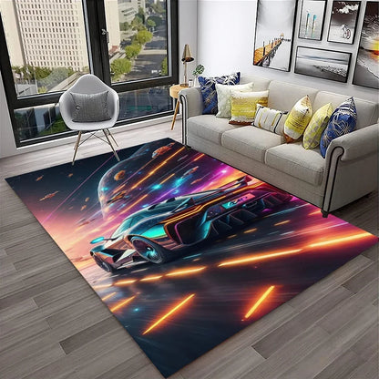 Sports Car Racing Car Carpet Rug for Home Living Room Bedroom Playroom Sofa Doormat Decor,Kids Game Area Rug Non-slip Floor Mat