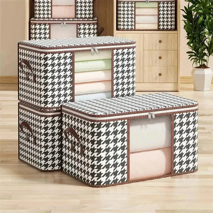 Large Clear Foldable Storage Box – Zippered Clothes Organizer with Handles