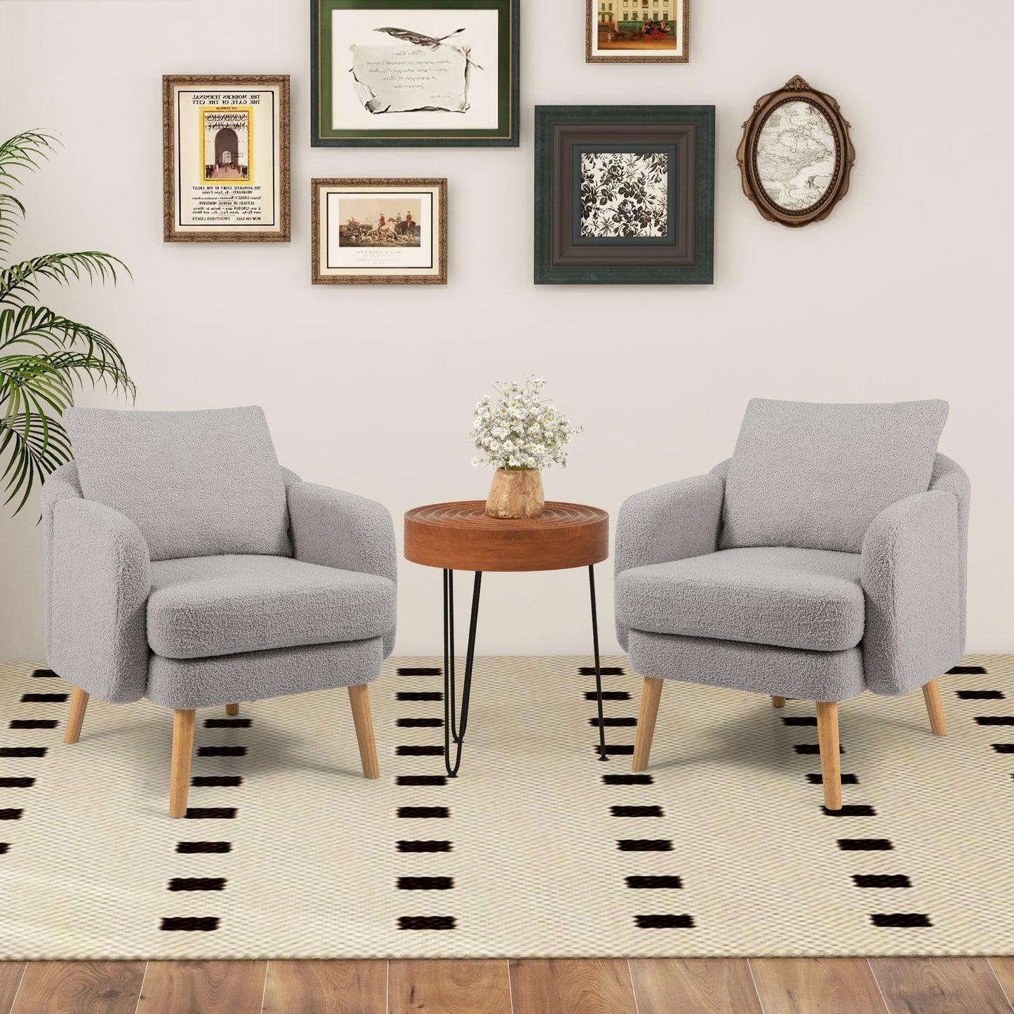 Sherpa Accent Chair Modern Living Room Chair with Seat Cushion