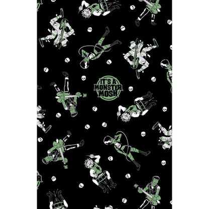 Sourpuss Monster Mosh Shower Curtain | Frankenstein Mummy Werewolf Polyester Bathroom Decor