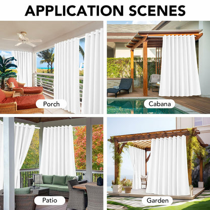 Deconovo Solid Grommet Waterproof Outdoor Curtains Patio 105x96 Green